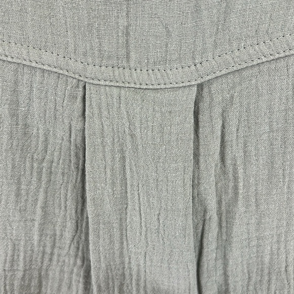 Weatherproof Vintage Gauze Dress Sz L Green Button Front Belted Short Sleeve NWT - Picture 8 of 12